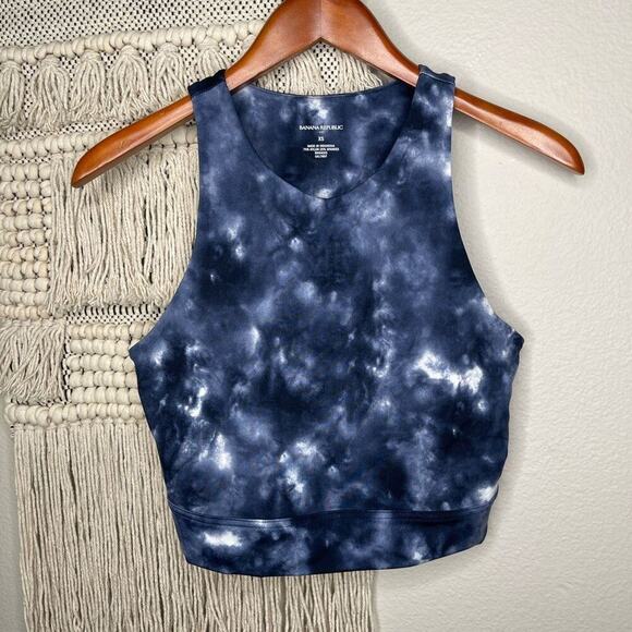 Banana Republic Blue Tie Dye Cropped Active Top - Picture 1 of 4